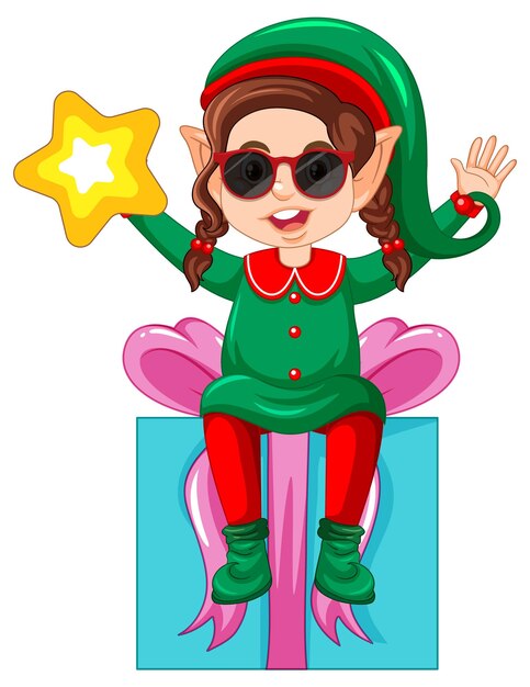 Gratis vector schattige jongen draagt elf kostuum cartoon