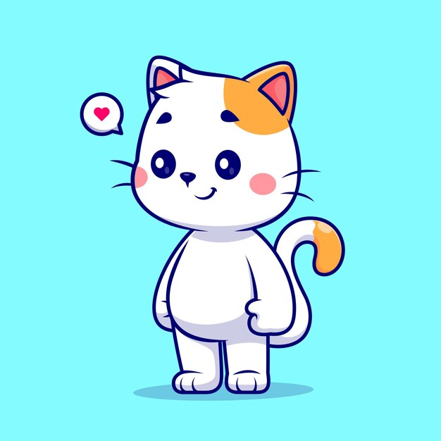 Schattige Kat Staande Cartoon Vector Icon Illustratie. Dierlijke natuur pictogram concept geïsoleerd Premium plat
