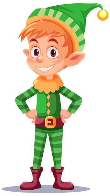 Gratis vector schattige kerst elf stripfiguur