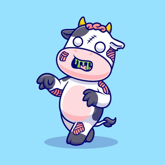 Schattige koe zombie cartoon vector icon illustratie. dierlijke vakantie pictogram concept geïsoleerd premium plat