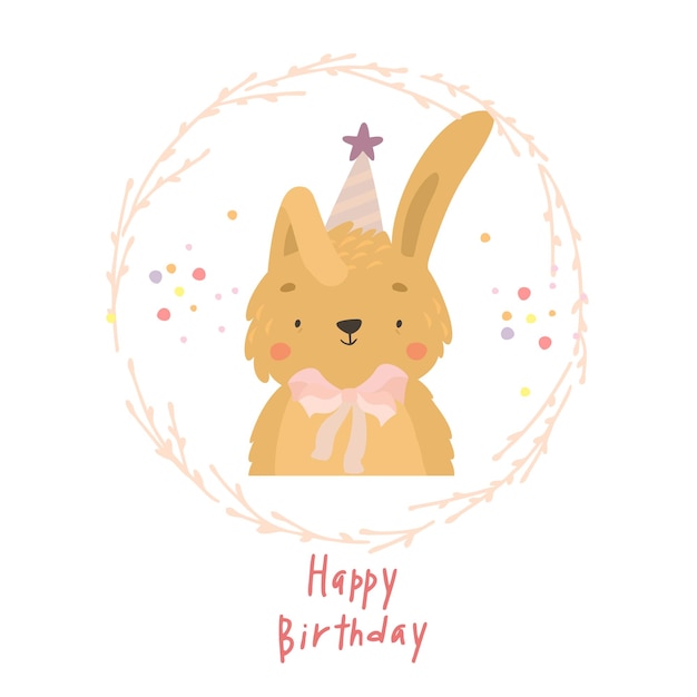 schattige konijntje gelukkige verjaardagskaart