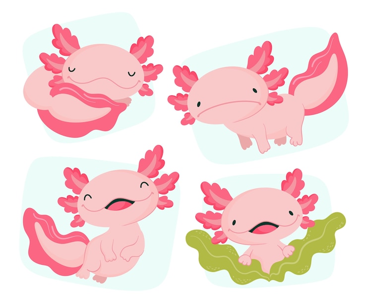 Gratis Vector schattige marine ajolote-collectie