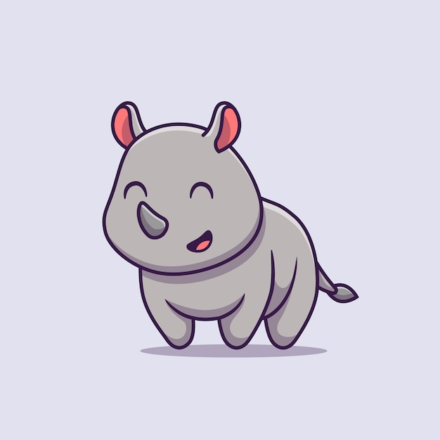 Schattige neushoorn glimlachend Cartoon vectorillustratie pictogram