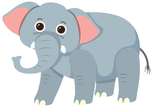 Gratis vector schattige olifant in platte cartoonstijl