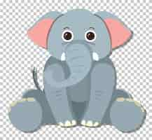 Gratis vector schattige olifant in platte cartoonstijl