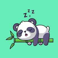 Gratis vector schattige panda slapen op bamboe boom cartoon vector pictogram illustratie. dierlijke natuur pictogram geïsoleerd