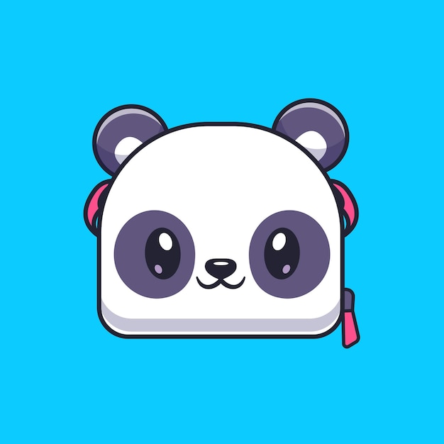 Gratis vector schattige panda tas cartoon vector pictogram illustratie dier onderwijs pictogram concept geïsoleerd premium flat