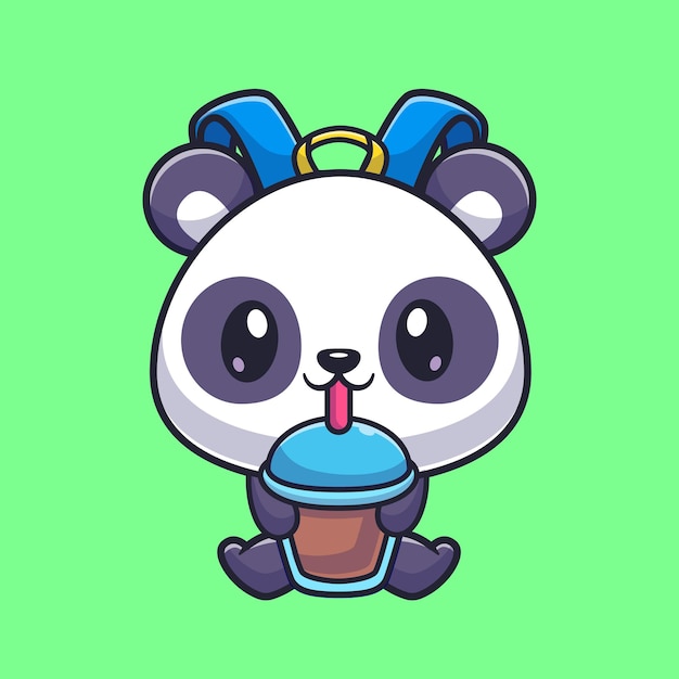 Schattige Panda tas drinken Boba melk thee Cartoon vector pictogram illustratie dier drinken pictogram geïsoleerd