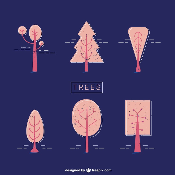 Gratis Vector schattige pinky bomen