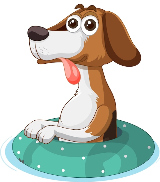 Gratis vector schattige puppyhond in rubberen ring