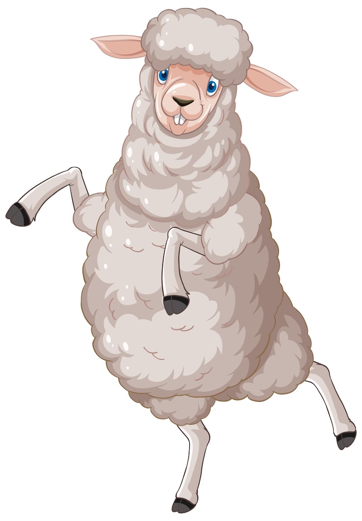 Gratis Vector schattige schapen stripfiguur