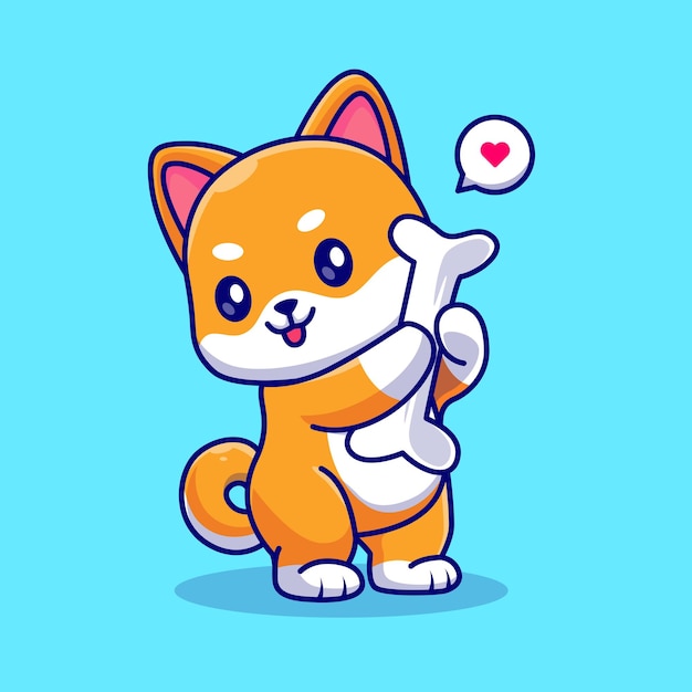 Schattige Shiba Inu hond knuffel bot Cartoon vectorillustratie pictogram. Dierlijke natuur pictogram concept geïsoleerd