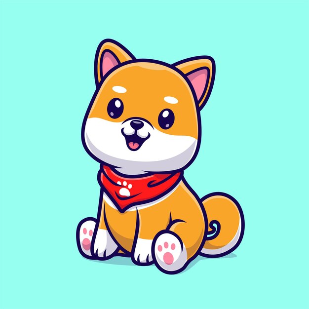 Schattige Shiba Inu hond zitten Cartoon vectorillustratie pictogram. Dierlijke natuur pictogram Concept geïsoleerd Premium Vector. Platte cartoonstijl
