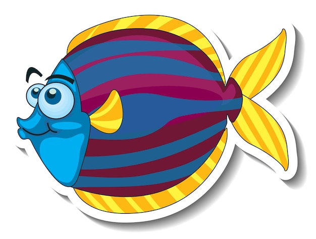 Gratis vector schattige vis zee dier cartoon sticker