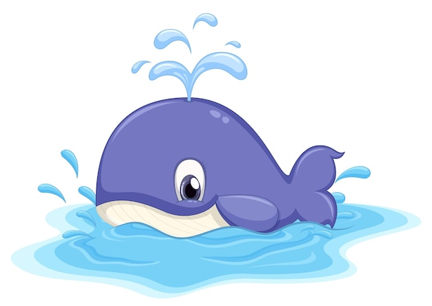 Gratis vector schattige walvis stripfiguur