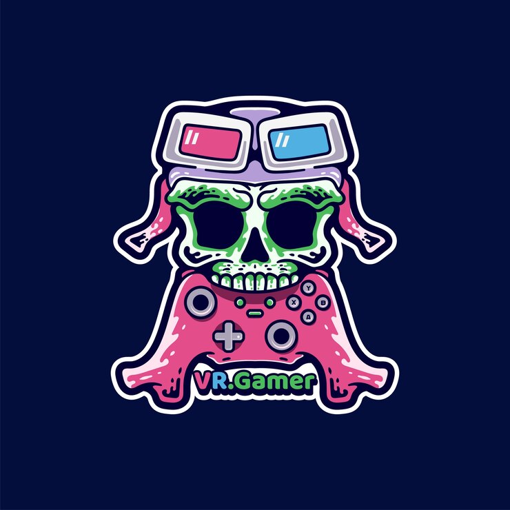 Schedel Gamer Illustratie Moderne Stijl sticker