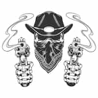 Gratis vector schedel in cowboyhoed en sjaal