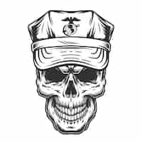 Gratis vector schedel in de dop van de militaire officier
