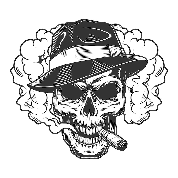 Gratis Vector schedel in rookwolk