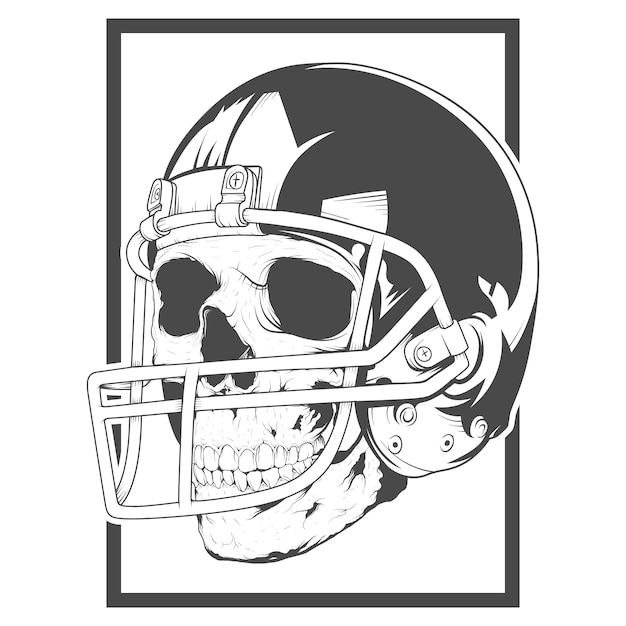 Gratis vector schedel met een voetbal helm ontwerp