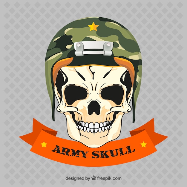 Gratis vector schedel met legerhelm