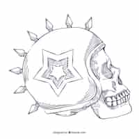 Gratis vector schedel met stervormige helm