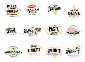 Gratis vector schets italiaanse voedsellogotypes-collectie