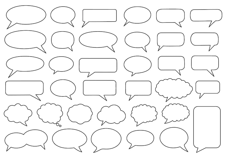 Gratis Vector schets spraakbubbels in verschillende vormen vectorillustratie