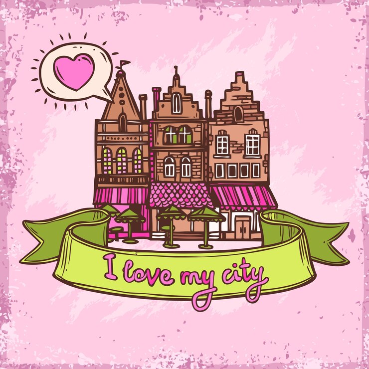 Gratis Vector schets stad achtergrond