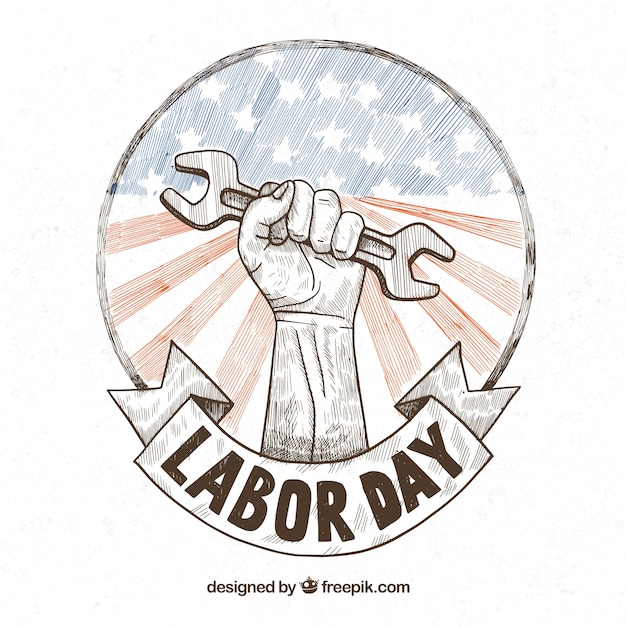 Schets van Amerikaans arbeidsdag badge