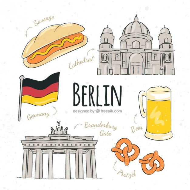 Gratis Vector schetsen berlijn typische dingen