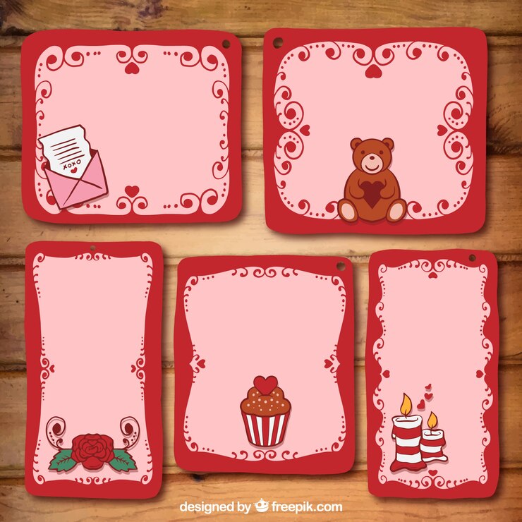 Gratis Vector schetsen valentijn ornamenten labels pak