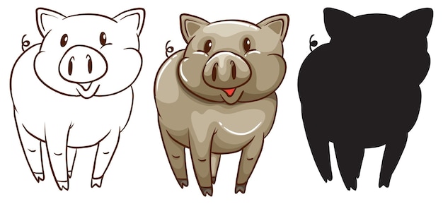 Gratis vector schetsen van een varken