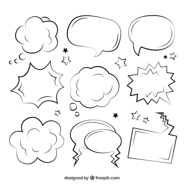 Schetsmatig komische speech bubbles