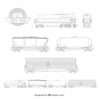 Gratis vector schetsmatig lading trein