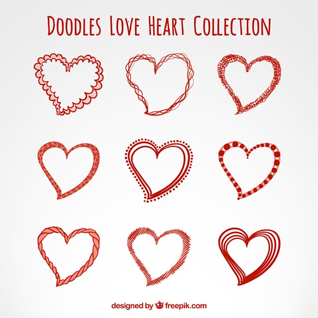 Gratis vector schetsmatig liefde hart collectie