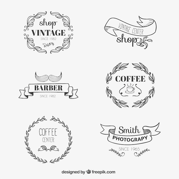 Gratis vector schetsmatig logo in vintage stijl