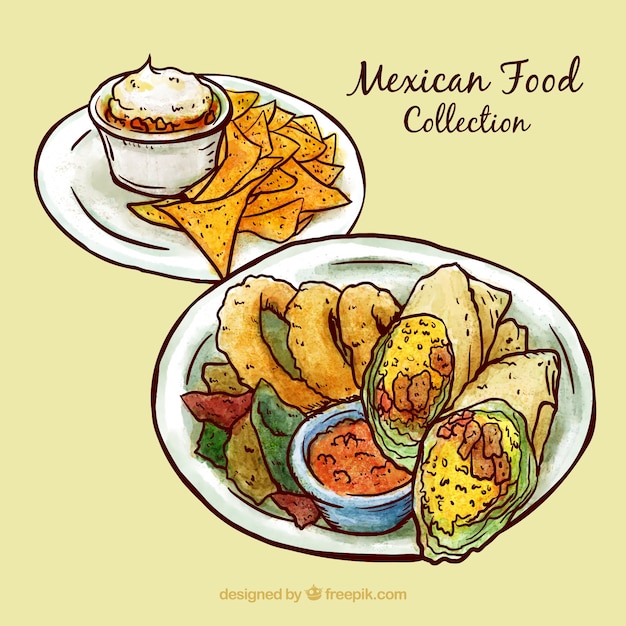 Gratis vector schetsmatig smakelijk mexicaanse menu