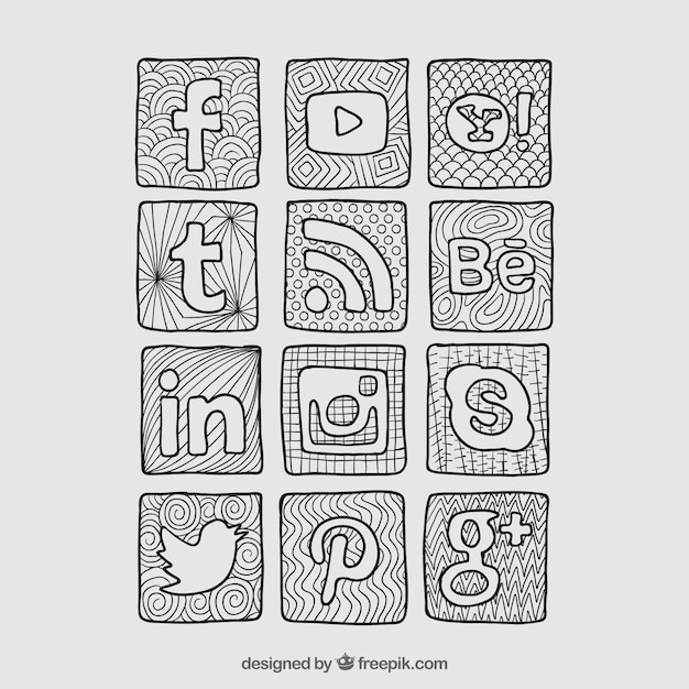 Schetsmatig sociale netwerk pictogrammen
