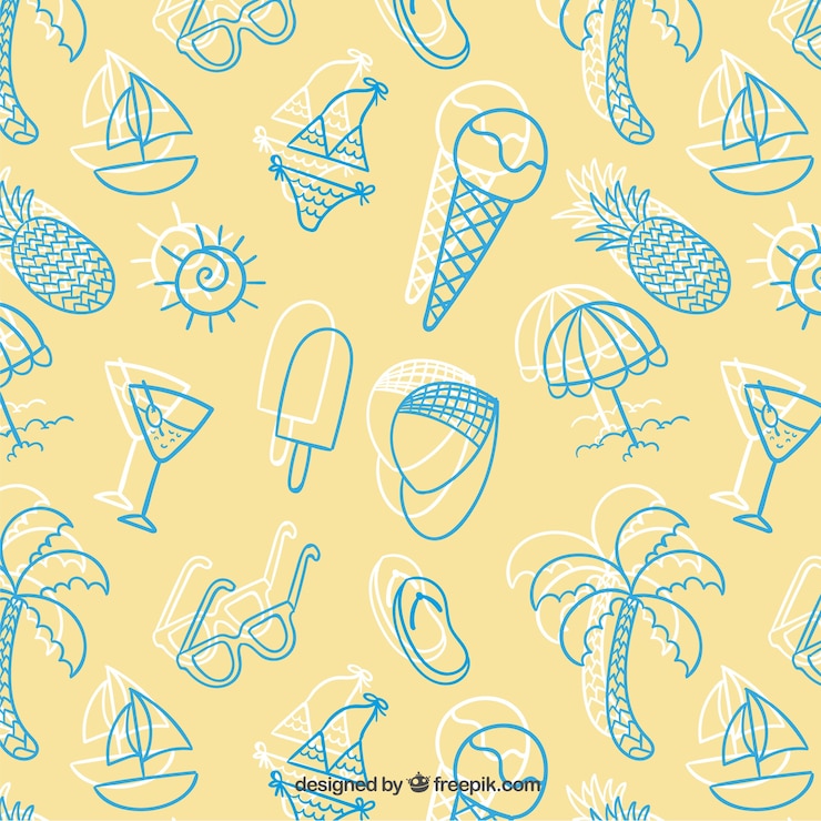 Gratis Vector schetsmatig zomer patroon