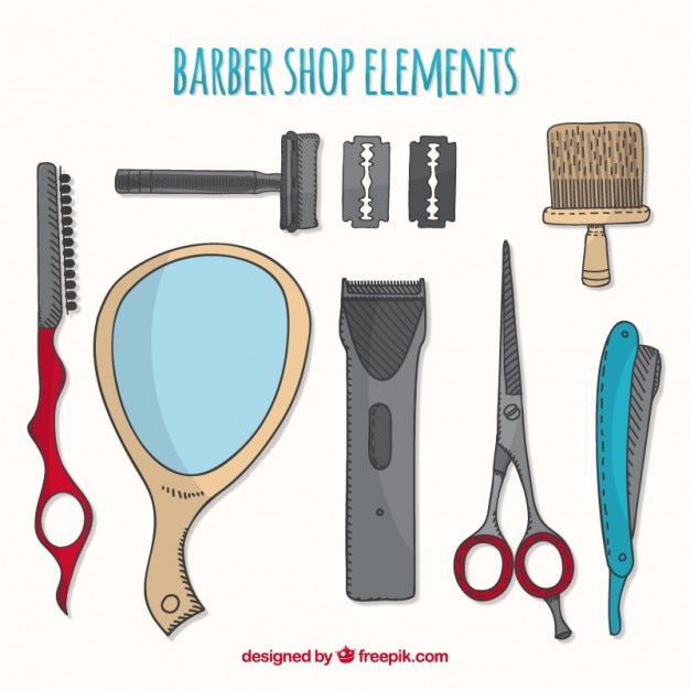 Gratis Vector schetst kapper element collectie