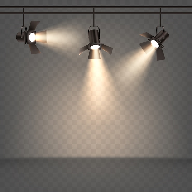 Gratis Vector schijnwerpers realistische illustratie met warm licht