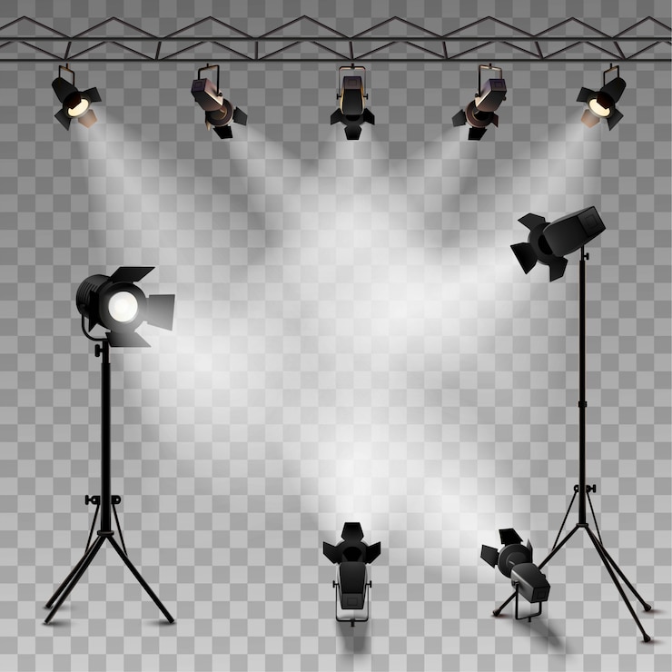 Gratis Vector schijnwerpers realistische transparante achtergrond voor showwedstrijd of interview