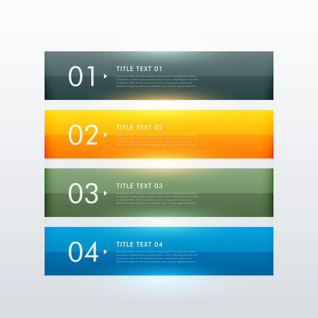Schone kleurrijke vier stappen business infographic template ontwerp