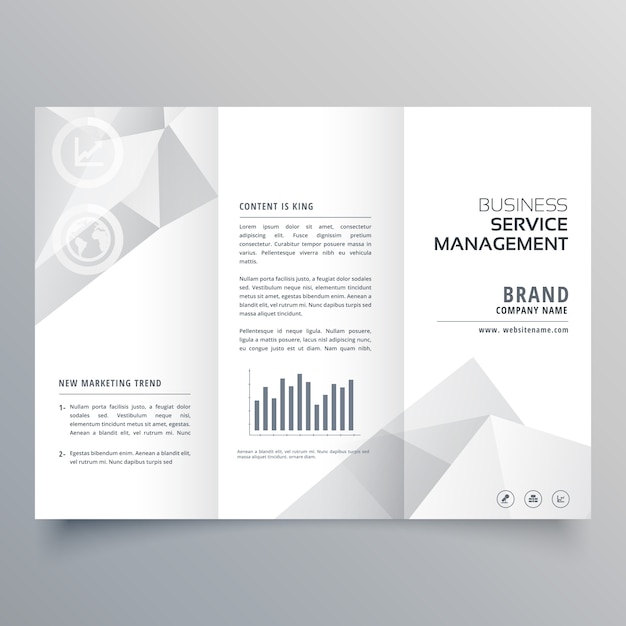 Schone witte triplet brochure ontwerp met abstracte vormen