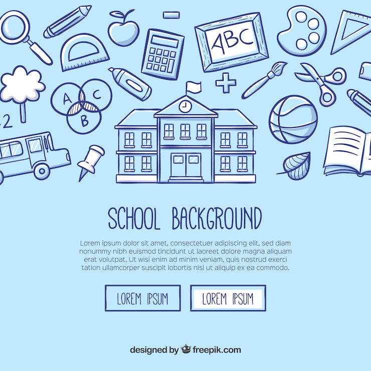 Gratis Vector school achtergrond in de hand getrokken stijl