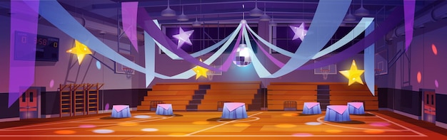 School gym interieur klaar voor prom night of party