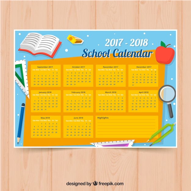 School kalender met elementen