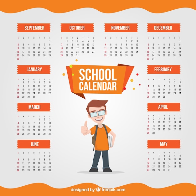 School kalender van kind met rugzak