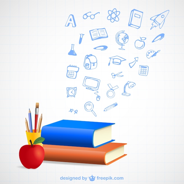 Gratis vector school materialen pictogrammen